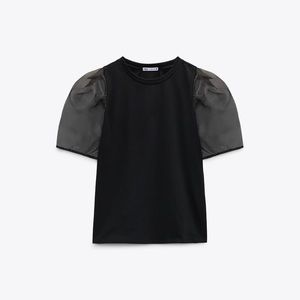 New Zara top with voluminous organza sleeves with tags
